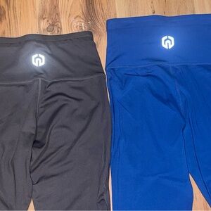 Women's High-Waist Performance Leggings - dark grey & Royal Blue